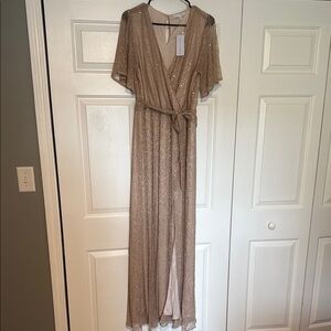 Baltic Born Gold Sequin Wrap Dress